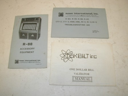Rowe R 88 Jukebox Accessory Equipment / Bill Acceptor And Trouble Shooting Guides (Item #50) $9.99