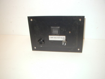 Neo Print Photo Sticker Machine Cabinet Switch and Fuse Holder on Power Cord Mounting Plate (Item #33) $29.99